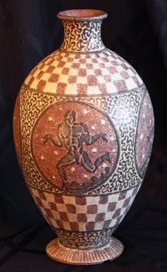 "Vase with Classical Nudes, " Rare, Unique Vase with Male Nudes by Mayodon