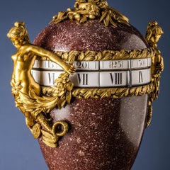Vase with Clock J. Lefebvre Bronze Red Porphyry France \'800