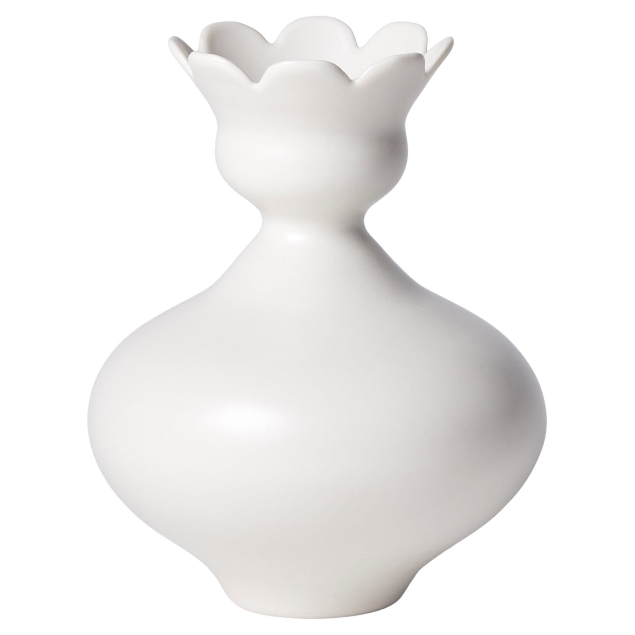 Vase with Daisy Rim, a unique white porcelain vase by Vivienne Foley