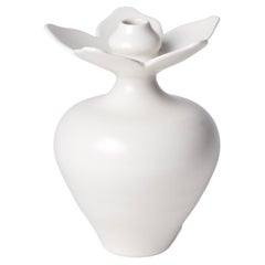 Vase with Double Flower Form, a Unique White Porcelain Vase by Vivienne Foley