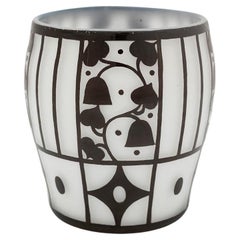 Vase with etched Decoration Josef Hoffmann Loetz ca. 1911 Jugendstil Black White