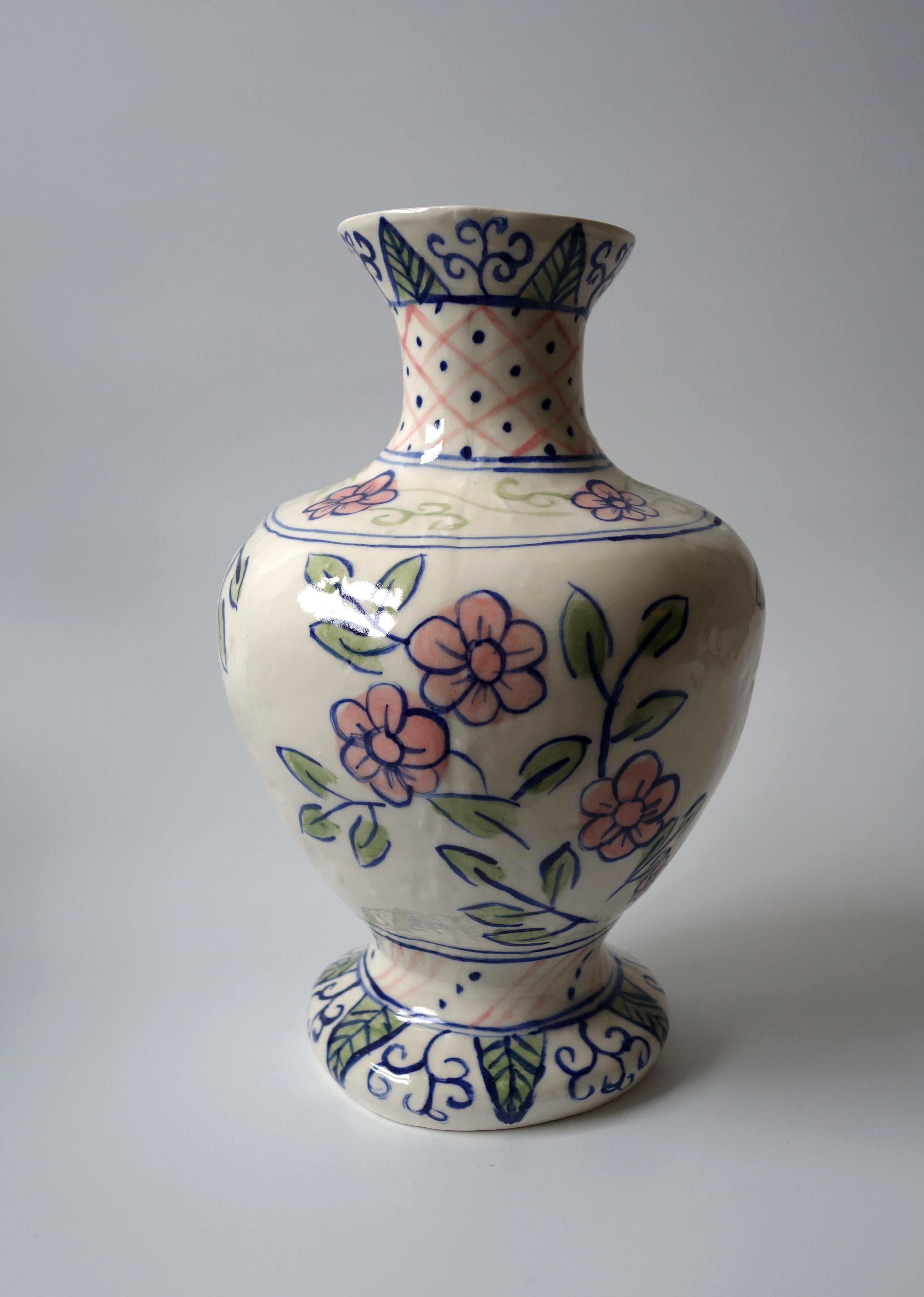 Vase with flowers by Caroline Harrius
Dimensions: 32 H cm
Material: Porcelain
Numbered 

Vase with flower, 32 cm high, casted in porcelain, painted with slip and glazed on the outside. This vase is part of an older Project were I made 30 of