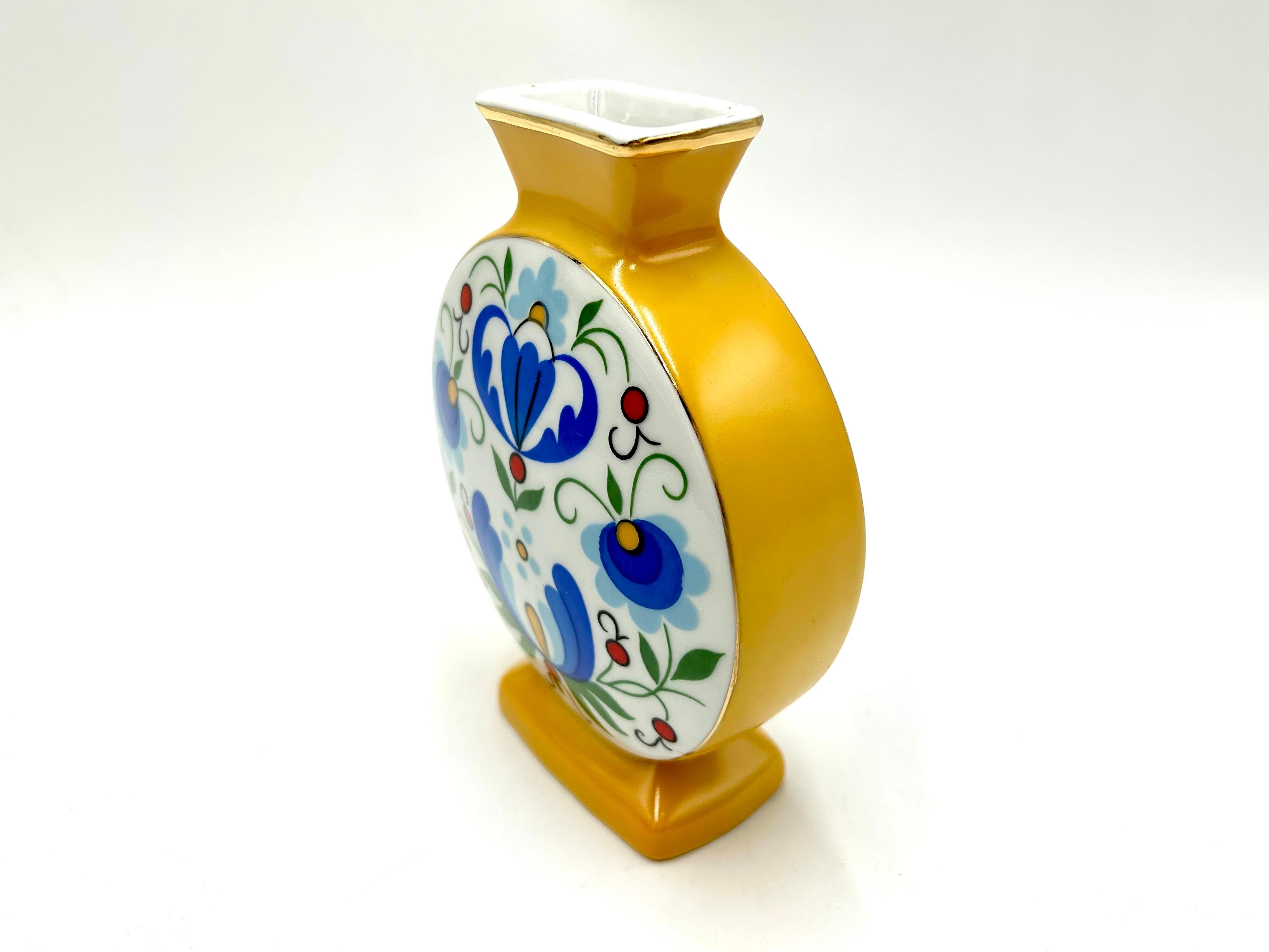 Folk Art Vase with Folk Patterns, Lubiana, Poland, 1970s For Sale