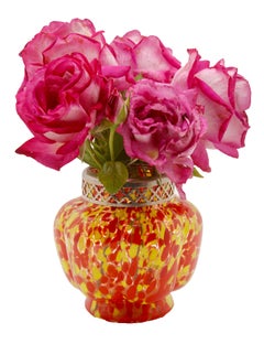 Vase with Frog Czech Kralik Spatter "End of Day" Glass Technique, 1930s