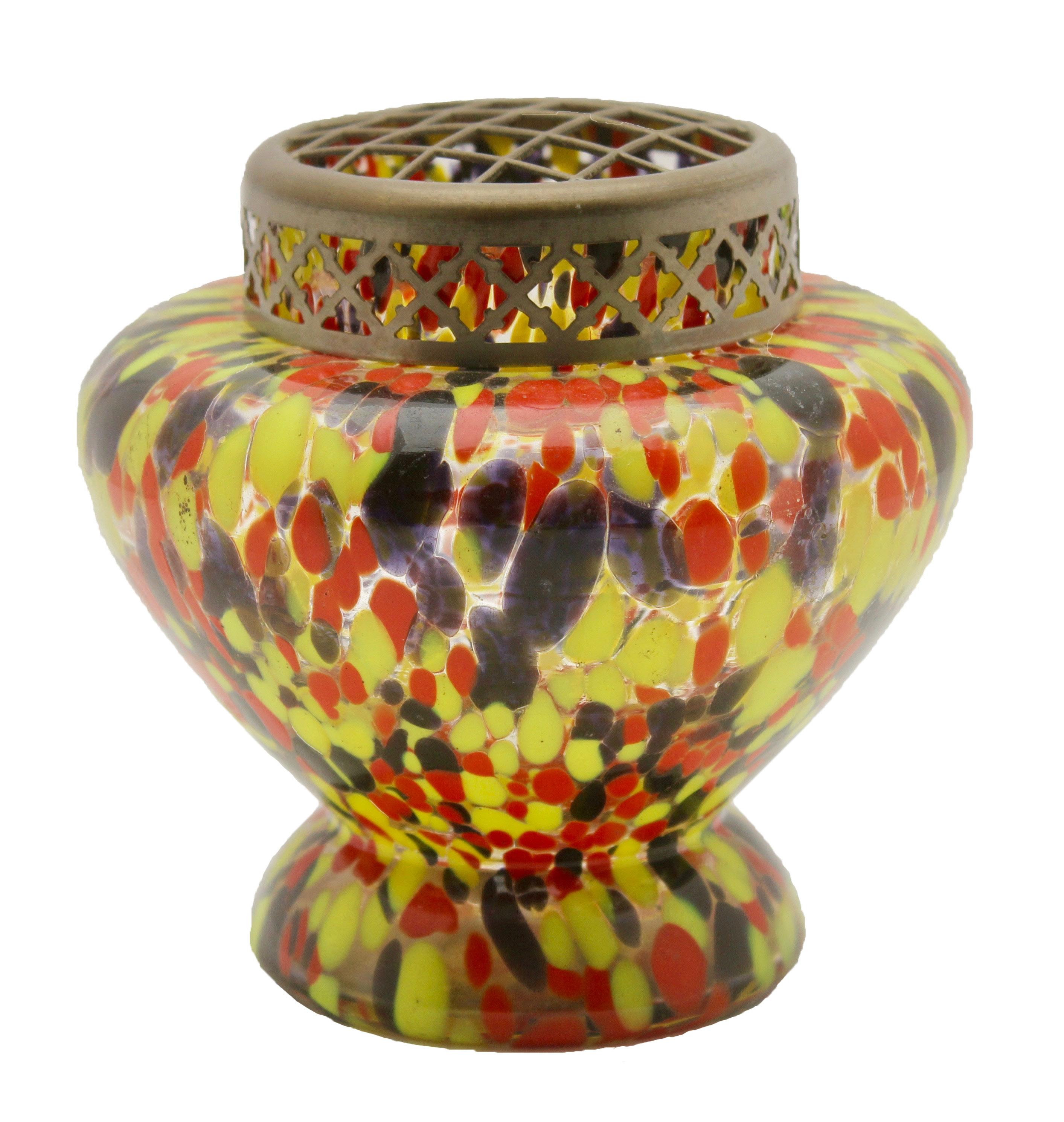 Vase with Frog Czech Kralik Spatter 