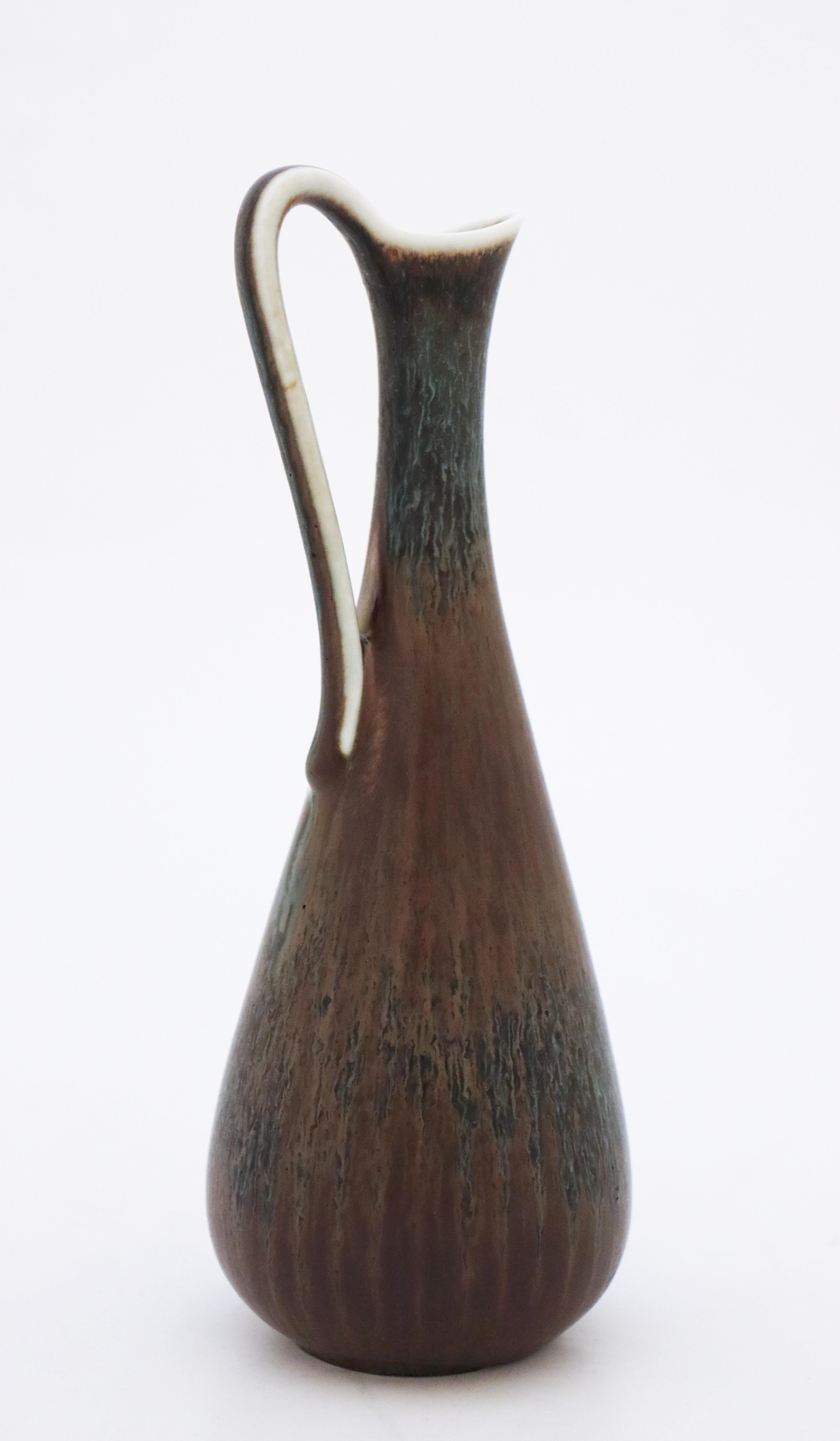 Scandinavian Modern Vase with Handle, Gunnar Nylund, Rörstrand, 1950s, Mid Century Vintage