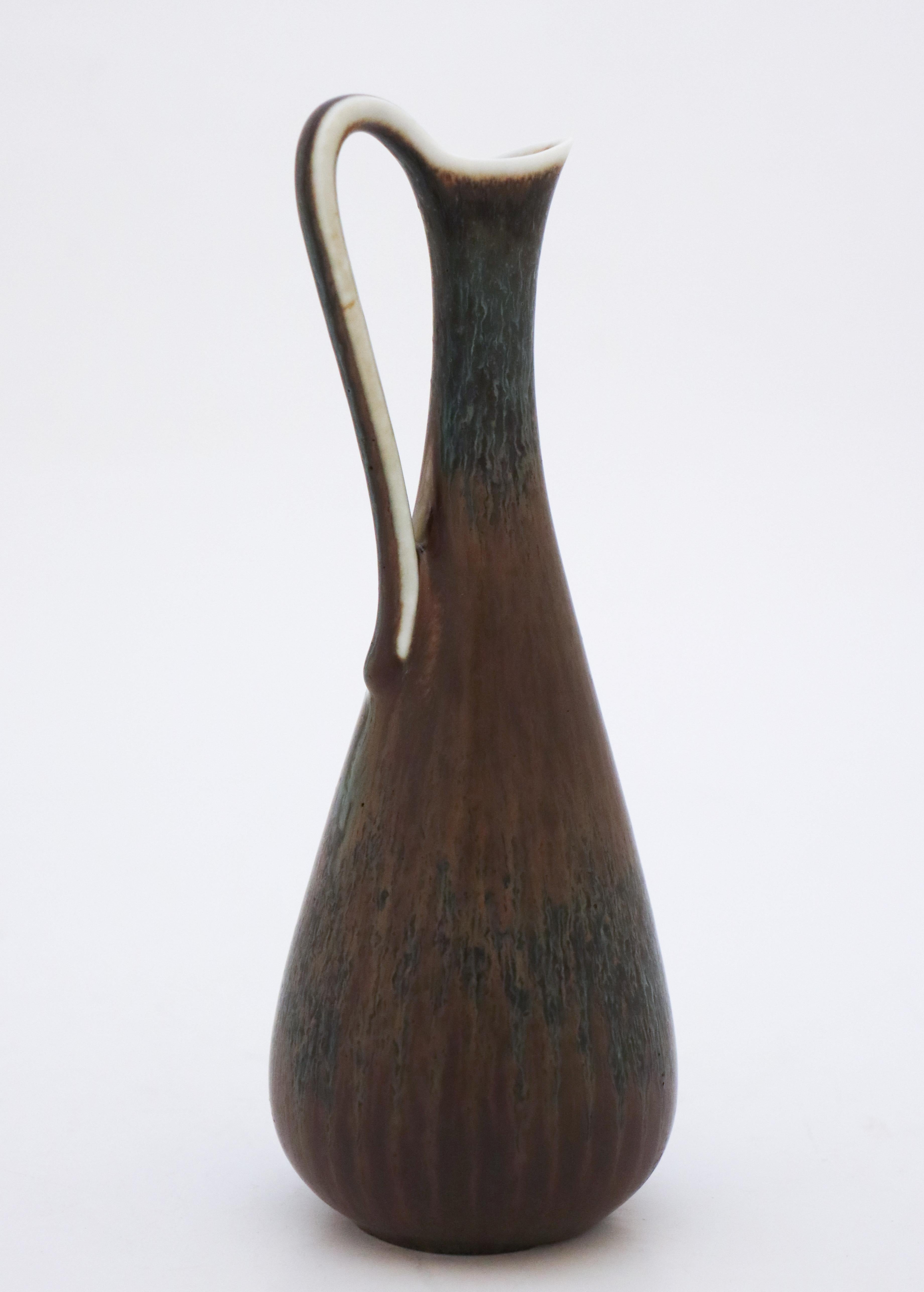 Swedish Vase with Handle, Gunnar Nylund, Rörstrand, 1950s, Mid Century Vintage