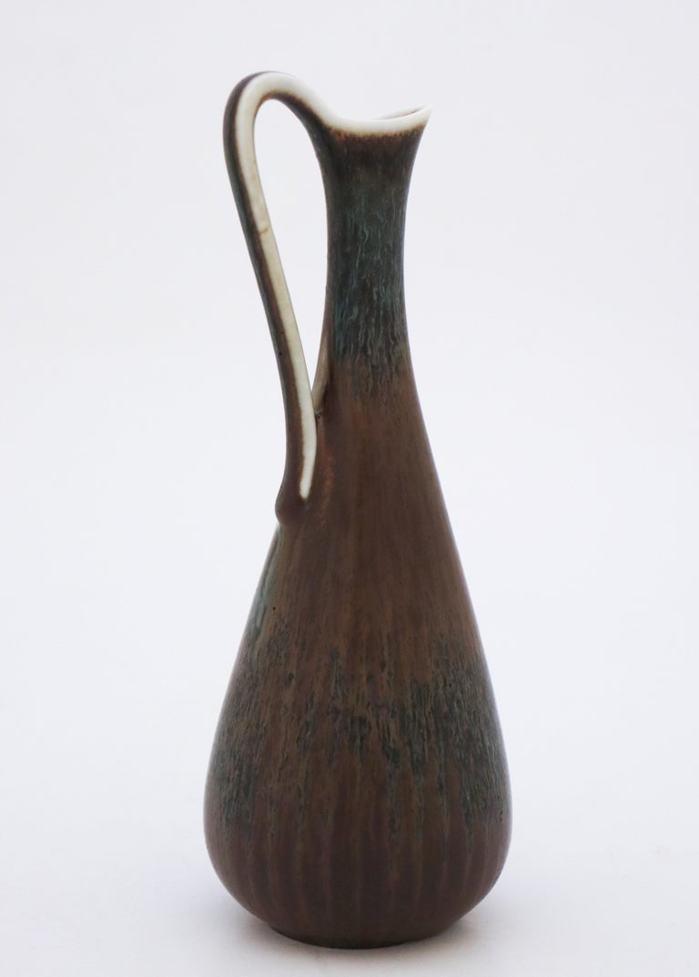 Swedish Vase with Handle, Gunnar Nylund, Rörstrand, 1950s, Mid Century Vintage For Sale