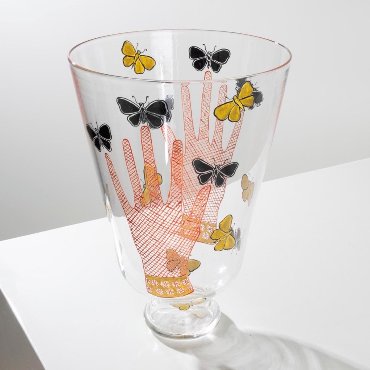 20th Century Vase with Hands and Butterflies by Piero Fornasetti, S.A.L.I.R