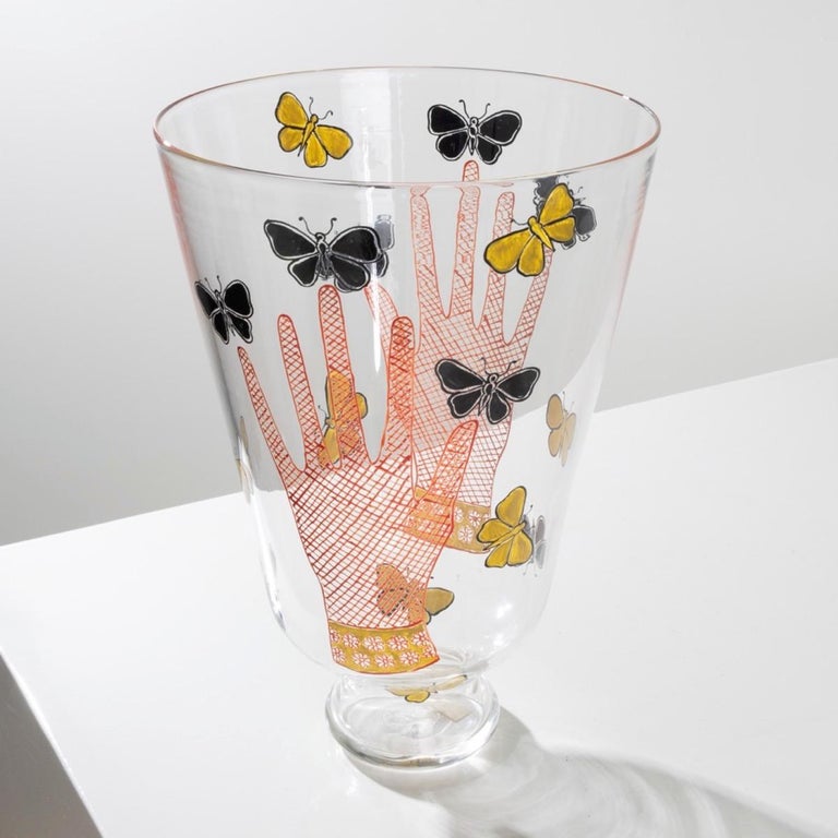 Vase with Hands and Butterflies by Piero Fornasetti, S.A.L.I.R For Sale 1