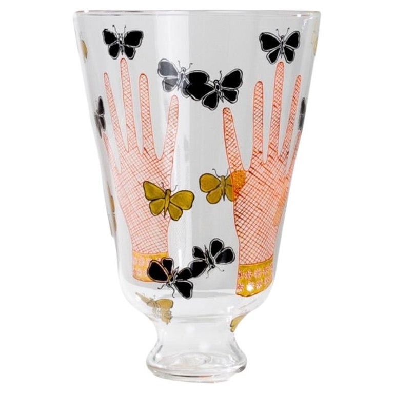 Vase with Hands and Butterflies by Piero Fornasetti, S.A.L.I.R For Sale