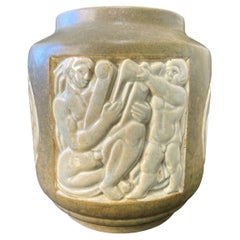 Vase with Mythological Figures by Gaston Goor for Mougin in France, Art Deco