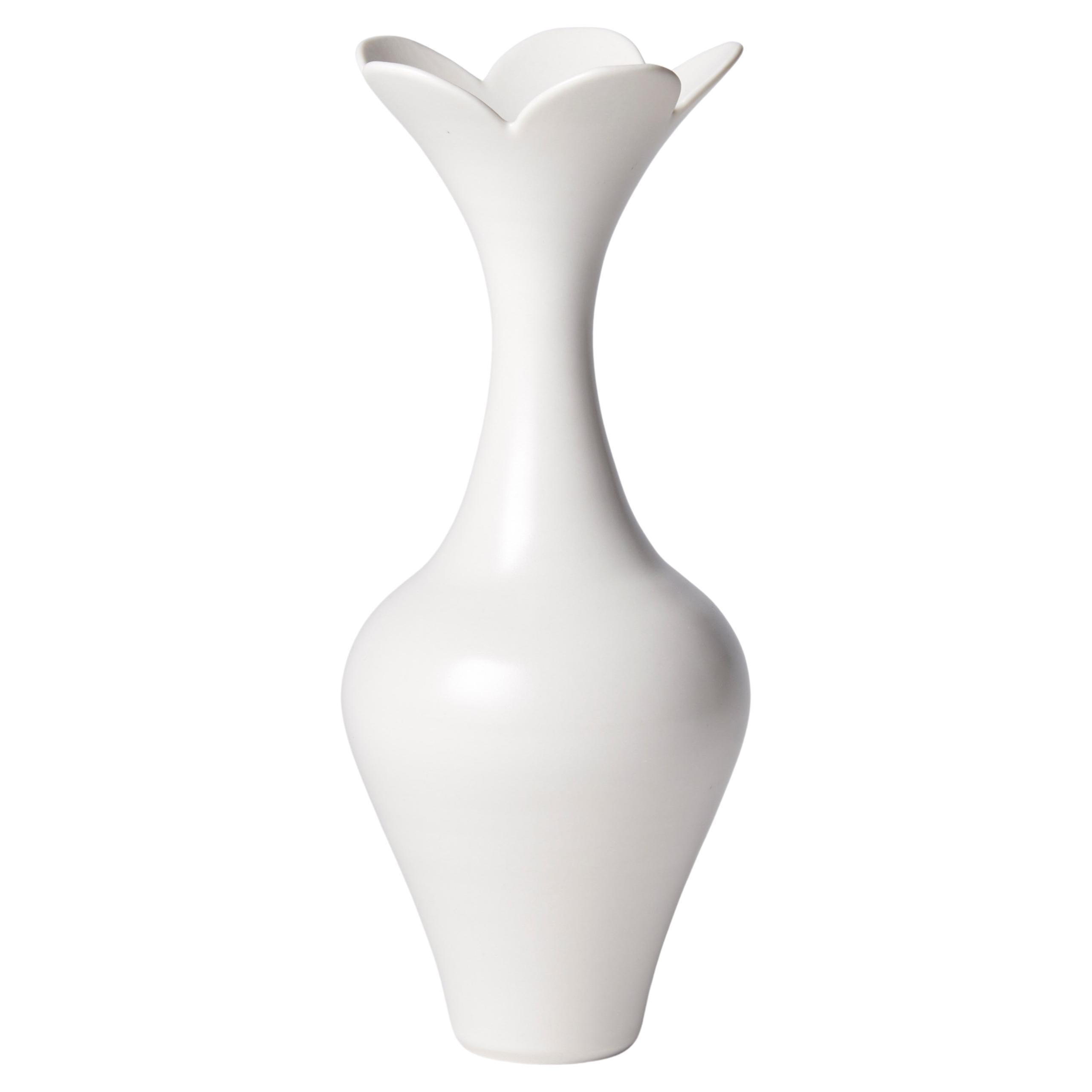 Vase with Petal Rim, a Unique White Porcelain Vase by Vivienne Foley