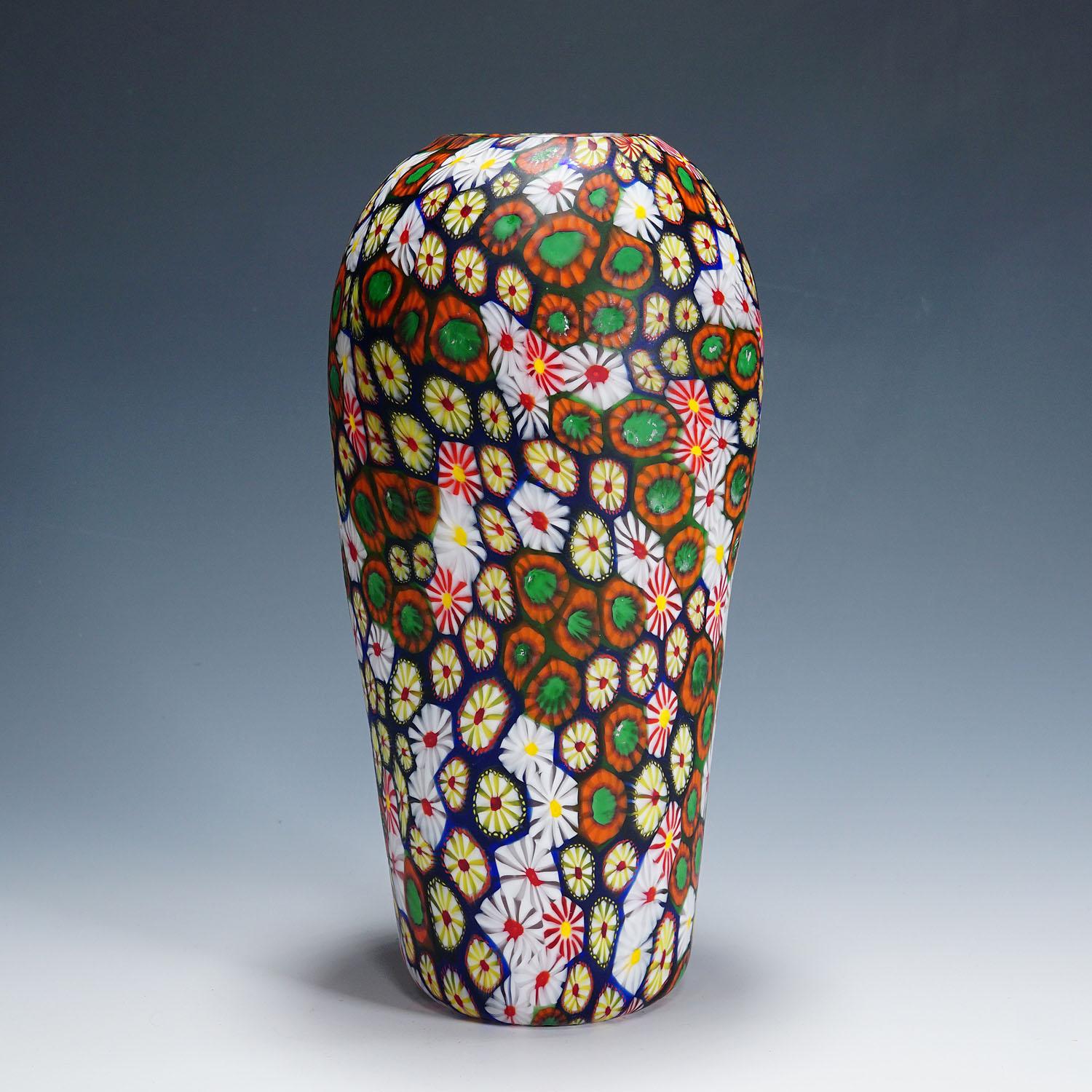 Mid-Century Modern Vase avec murrines Redentore et Kiku Ermanno Toso pour Fratelli Toso, années 1960 en vente