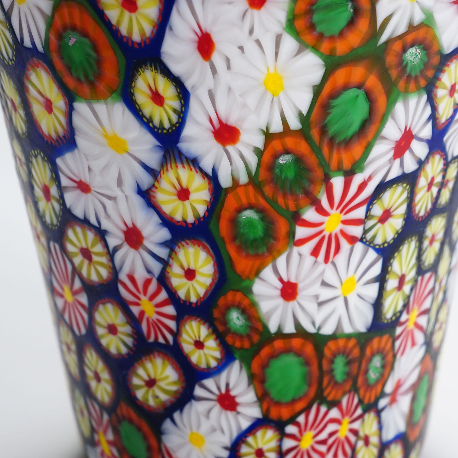 20th Century Vase with Redentore and Kiku Murrines Ermanno Toso for Fratelli Toso 1960s For Sale