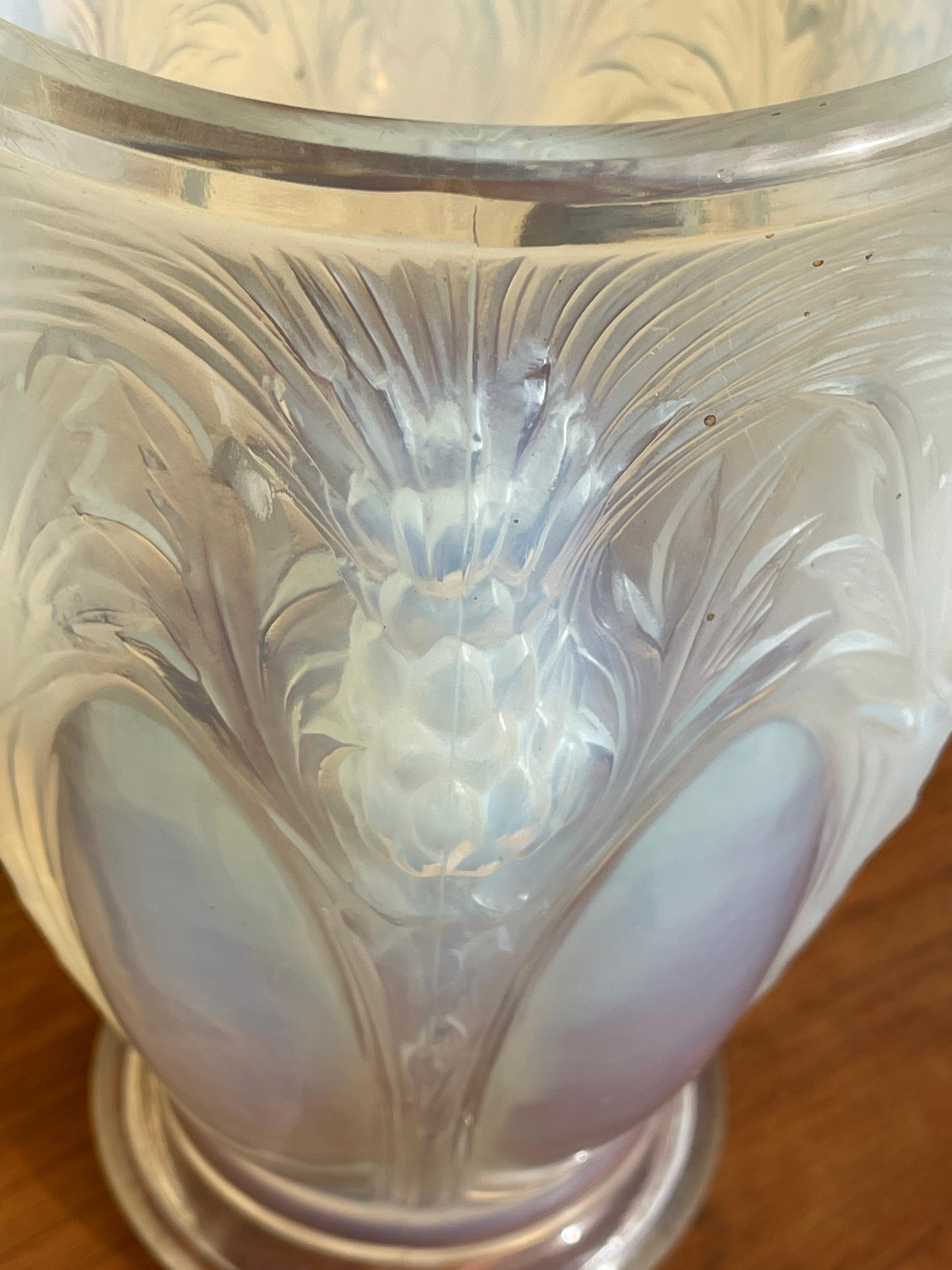 French Vase with Thistles Signed Verlys For Sale