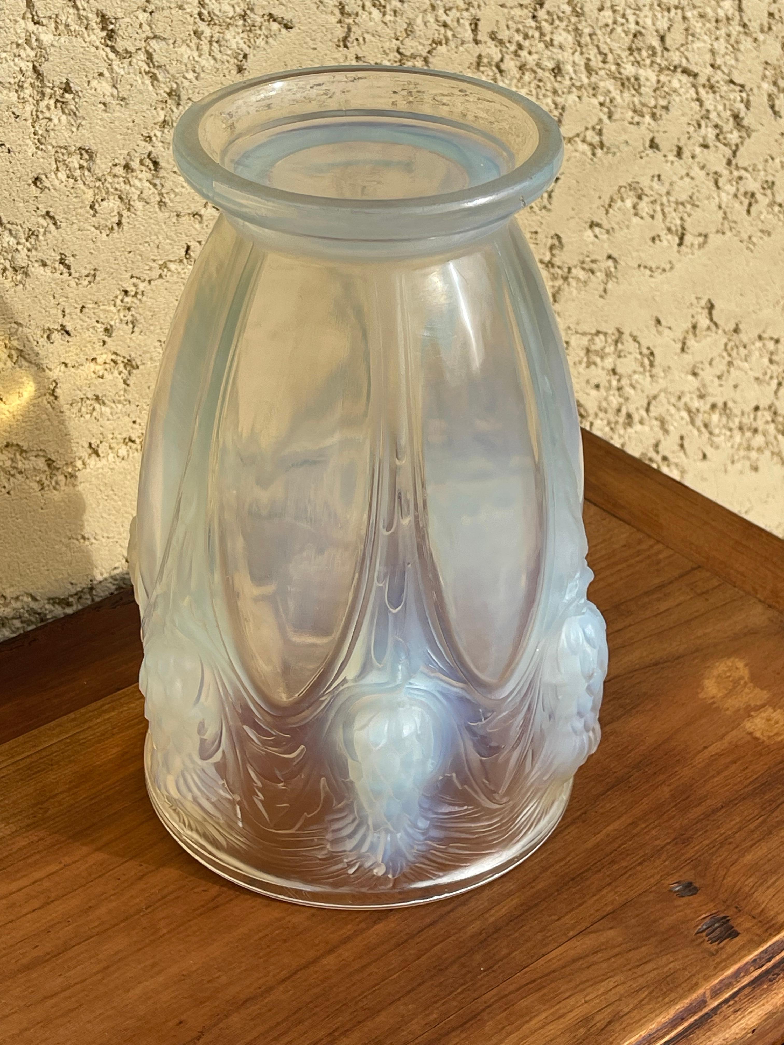 Art Glass Vase with Thistles Signed Verlys For Sale