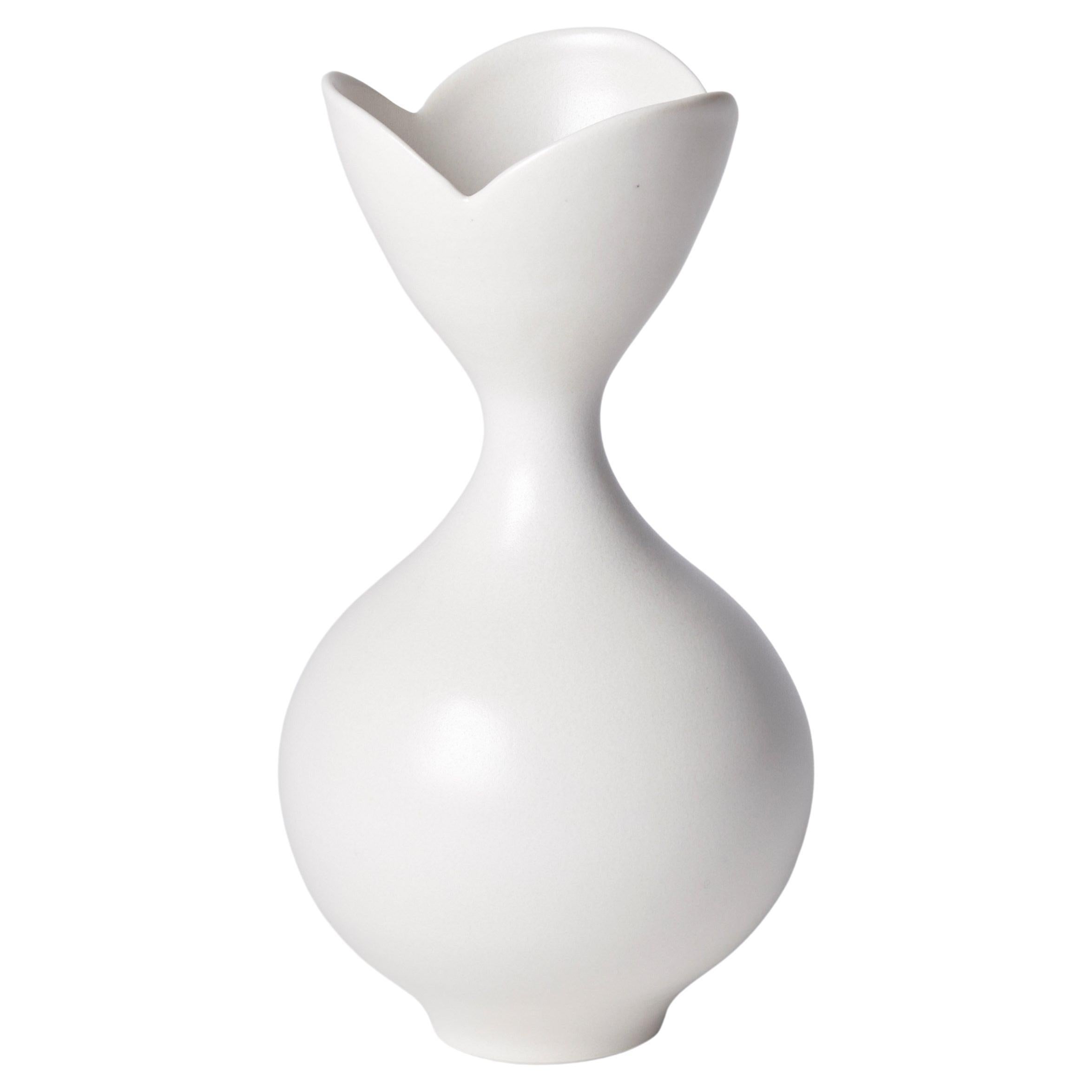 Vase with Tri Lobed Rim I, a Unique White Porcelain Vase by Vivienne Foley