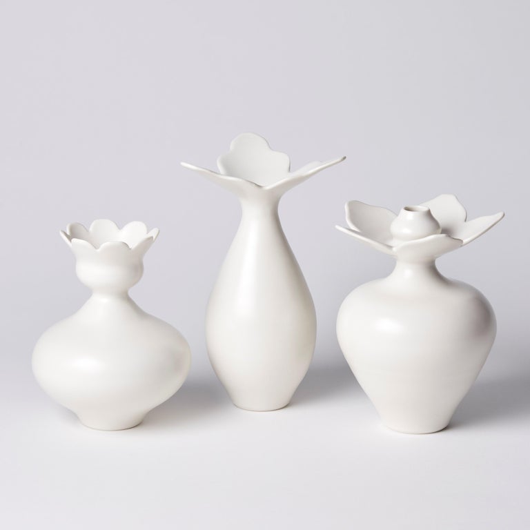 Vase with Tri Lobed Rim II, a Unique White Porcelain Vase by Vivienne