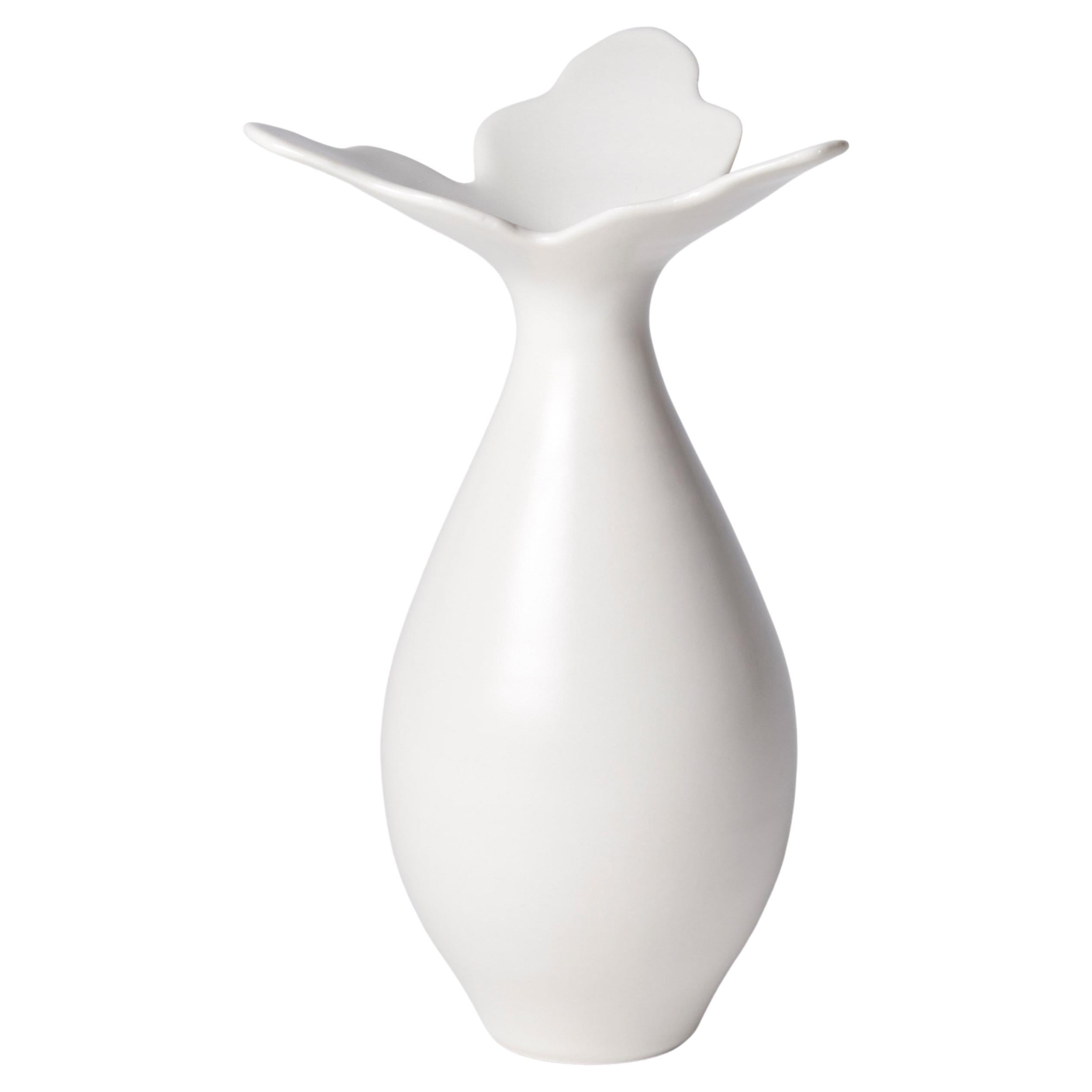 Vase with Tri Lobed Rim I, a Unique White Porcelain Vase by Vivienne
