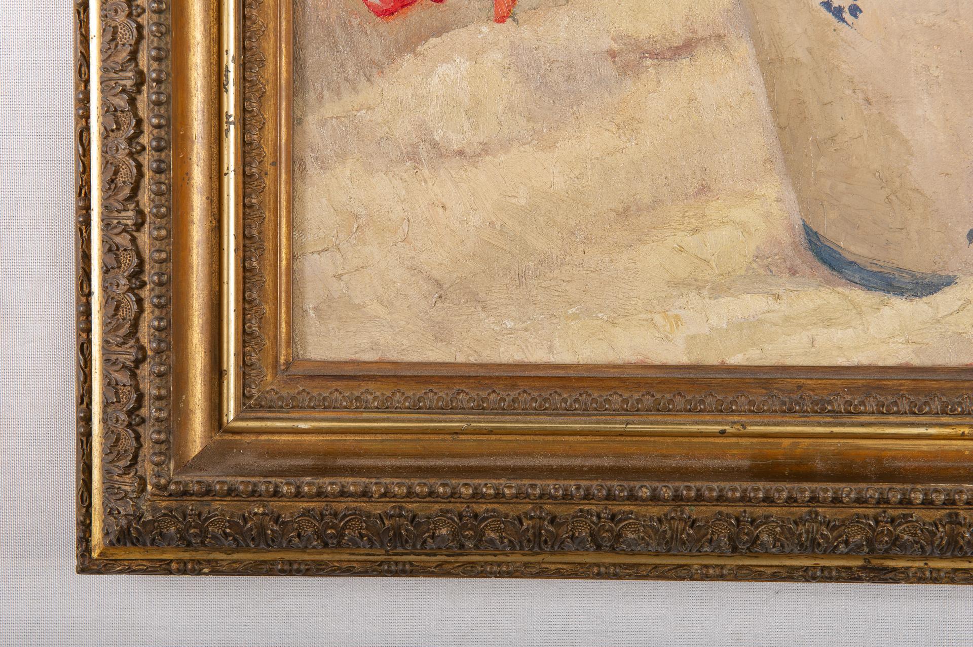 „Vase mit Tulpen“ Signiert P. Maurois (Handbemalt) im Angebot