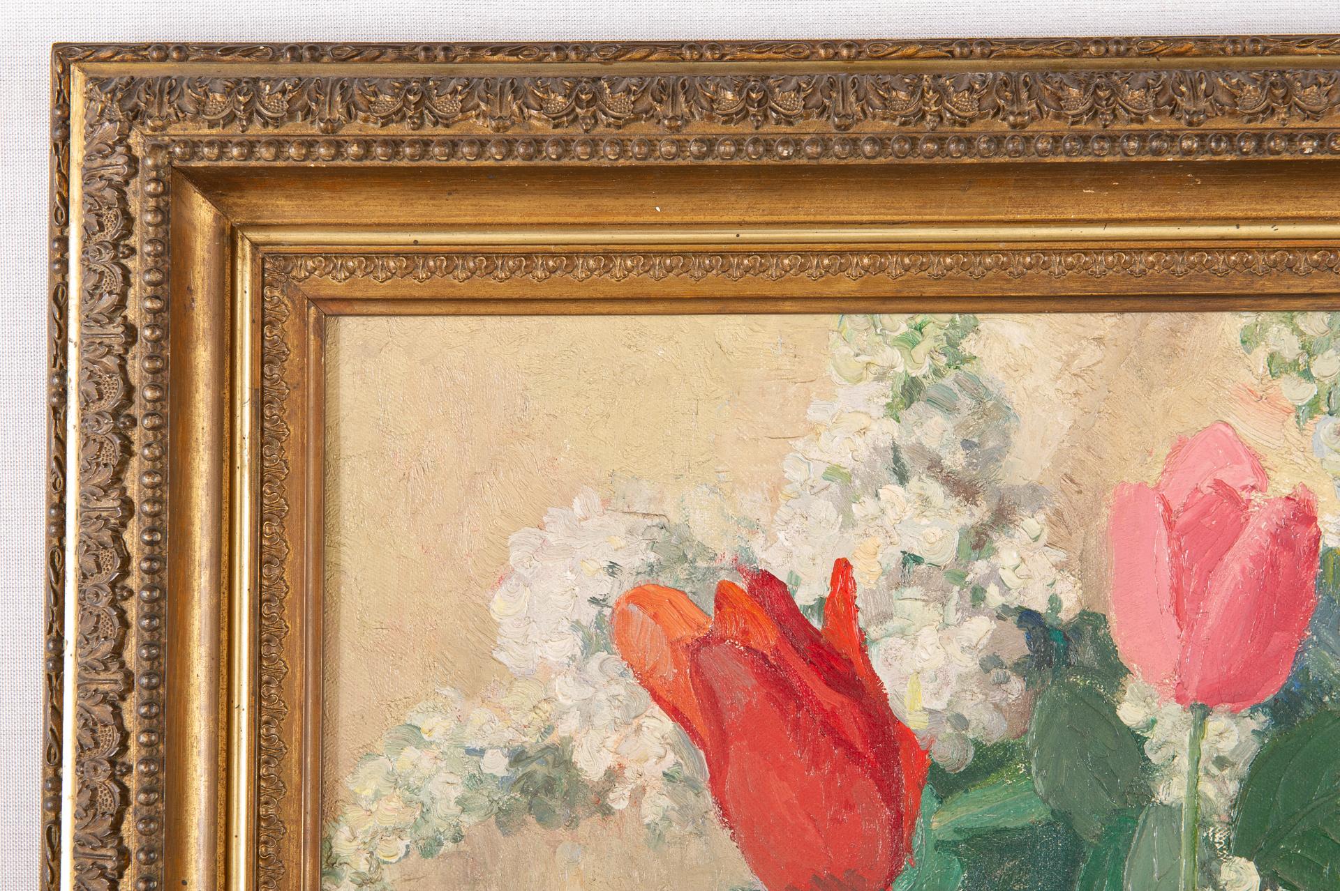 „Vase mit Tulpen“ Signiert P. Maurois im Zustand „Hervorragend“ im Angebot in Alessandria, Piemonte