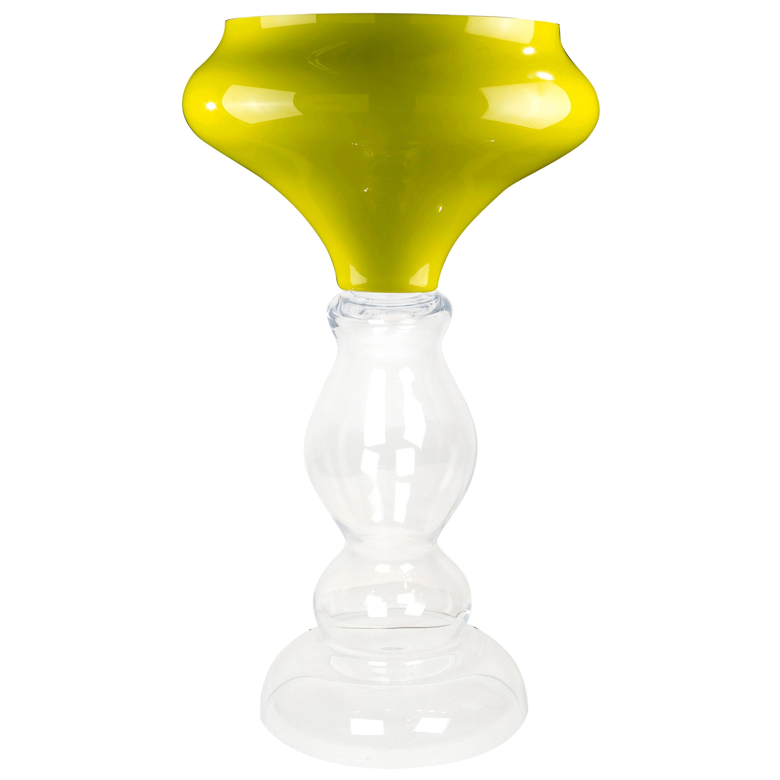 Vase Zeus, Apple Green and Clear Color, in Glass, Italy