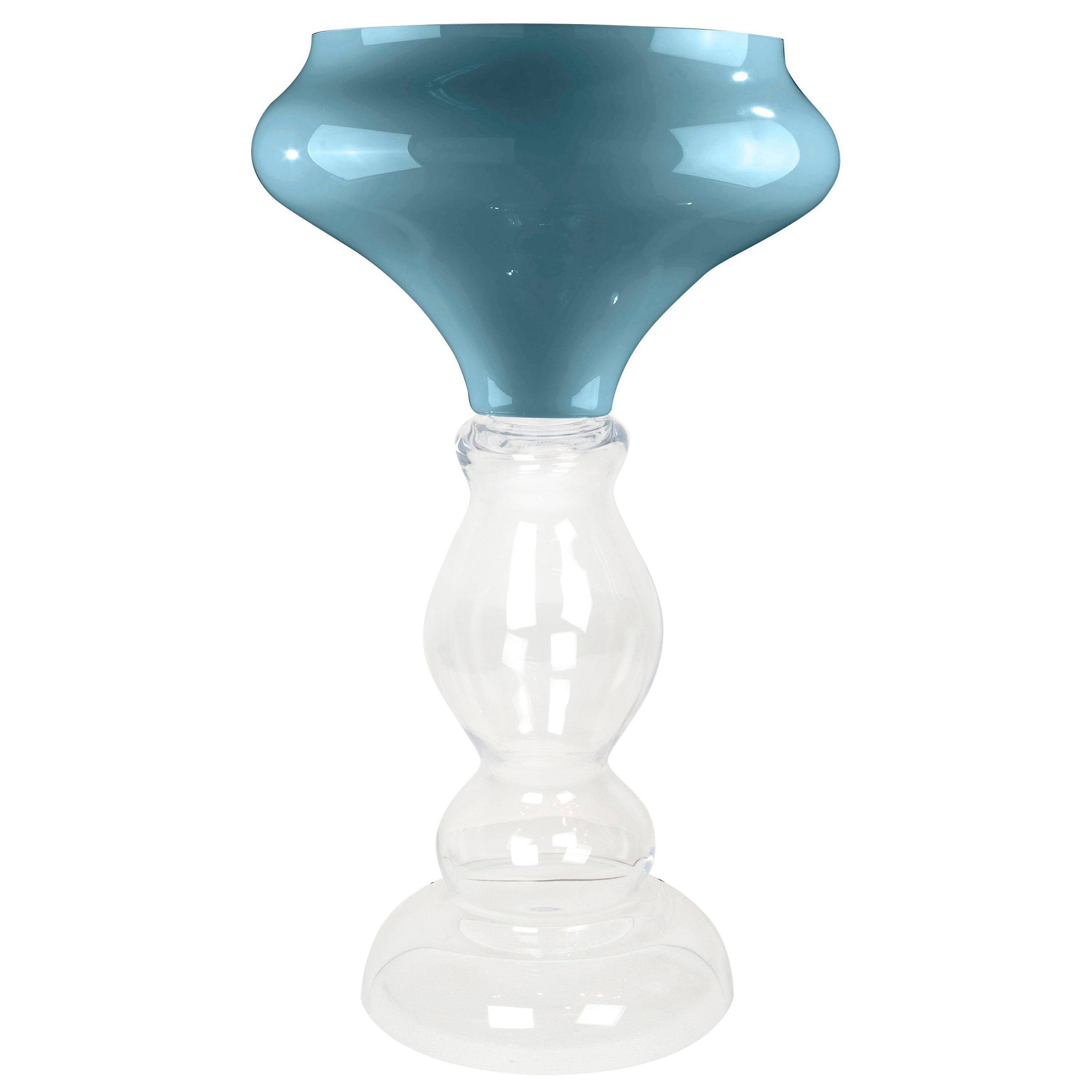 Vase Zeus, Purist Blue, 2020 Trend, and Clear Color, in Glass, Italy