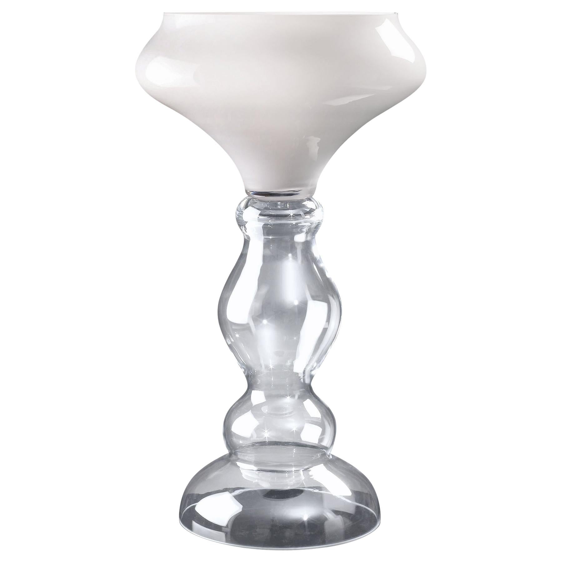 Vase Zeus White and Clear, in Glass, Italy For Sale