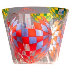 Vaserely inspired Kamenicky Senov Thomas Hora glass vase Malovana, Chech, 1999