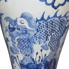 Vases Covers Pair Chinese Blue&White Porcelain Garniture Baroque 114cm 45" high