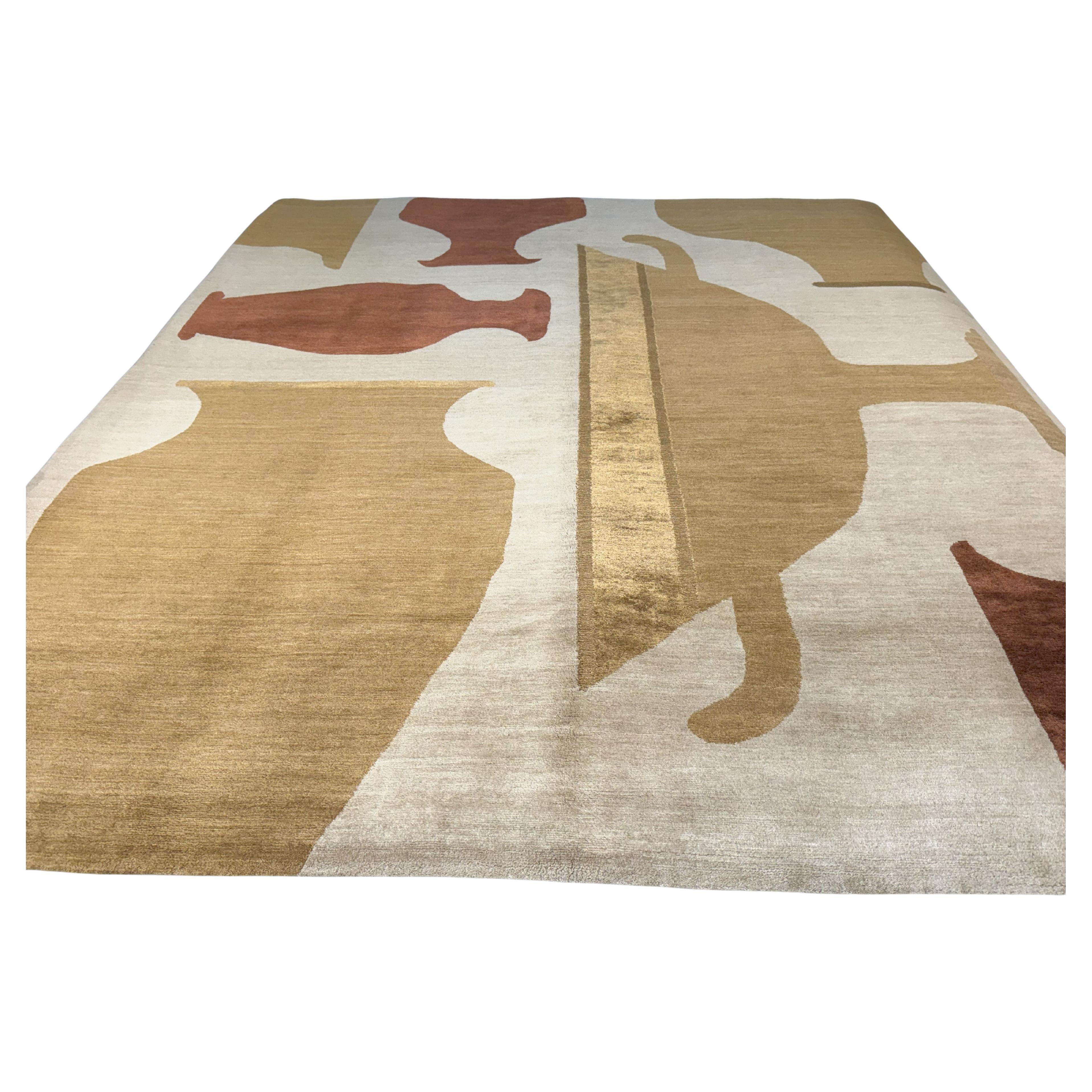 For something unique and stylish, this wool and silk vases design rug is just what you need to make any space stand out. It is sure to liven up any room. The wool silk blend brings durability, a sensuous texture and comfort underfoot. Suitable for