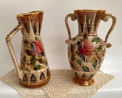 Vases/aiguières HBEQUET des années 1960, peints à la main en céramique belge, ensemble 2