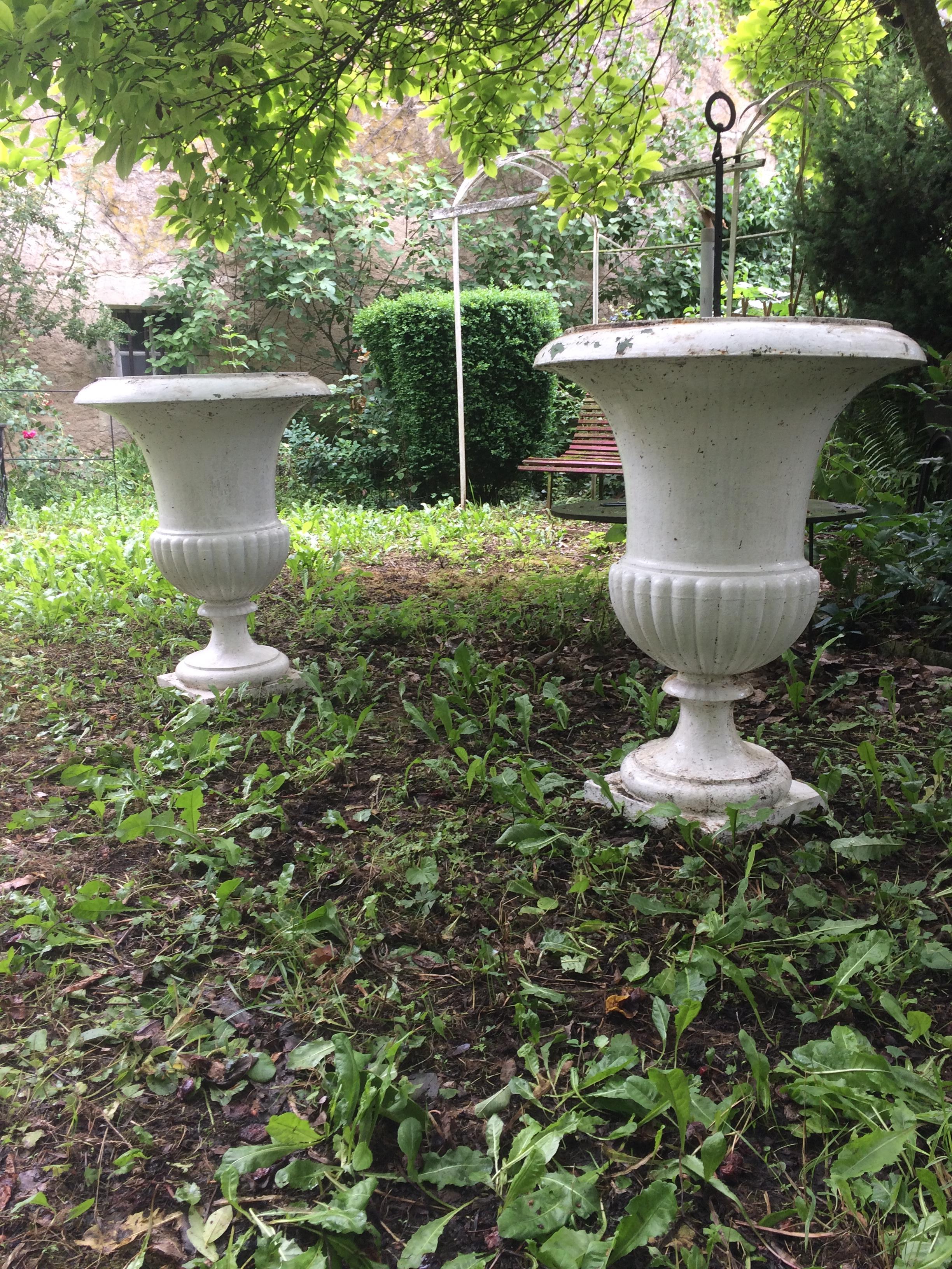 19th Century Vases ‘Pair’ Urns in Iron in 1800s from France For Sale