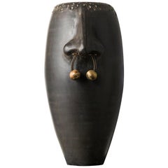 Vases Sculptures Majolica Handmade Turned Moulded Piercing Black Italy 