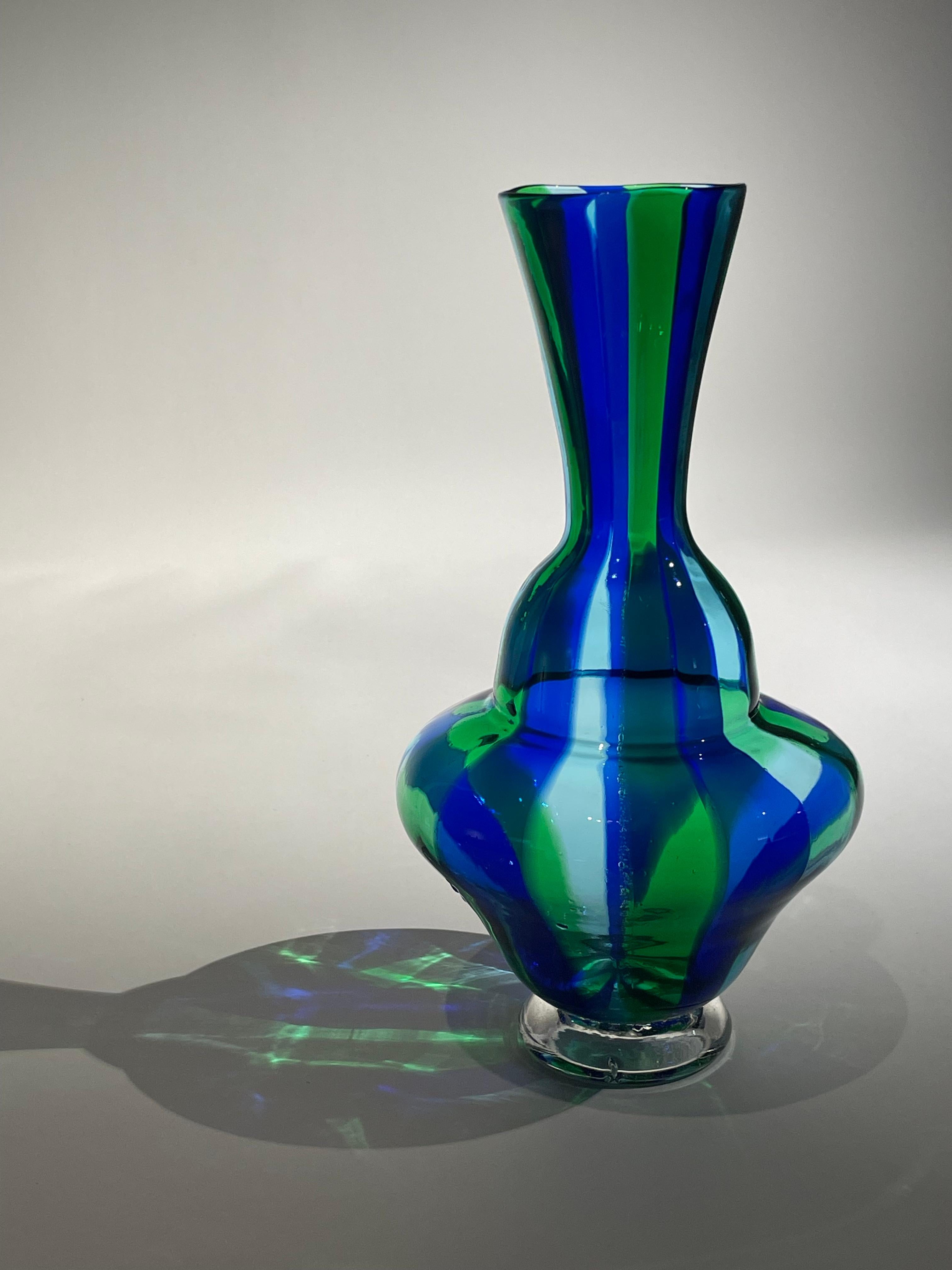 Late 20th Century Vases with colored glass rods, Murano, maestro Bruno Fornasier for Flli Toso For Sale