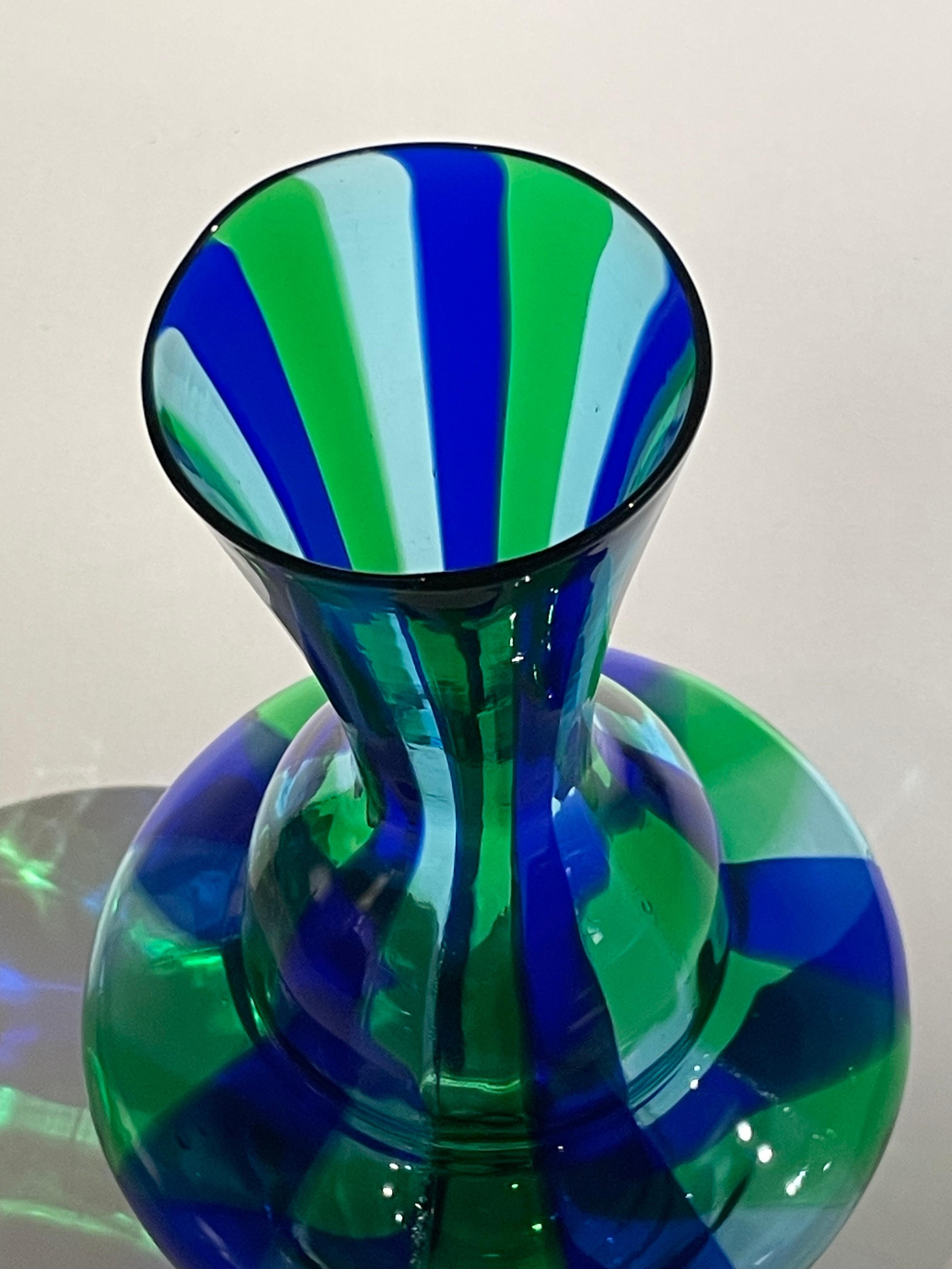 Late 20th Century Vases with colored glass rods, Murano, maestro Bruno Fornasier for Flli Toso For Sale