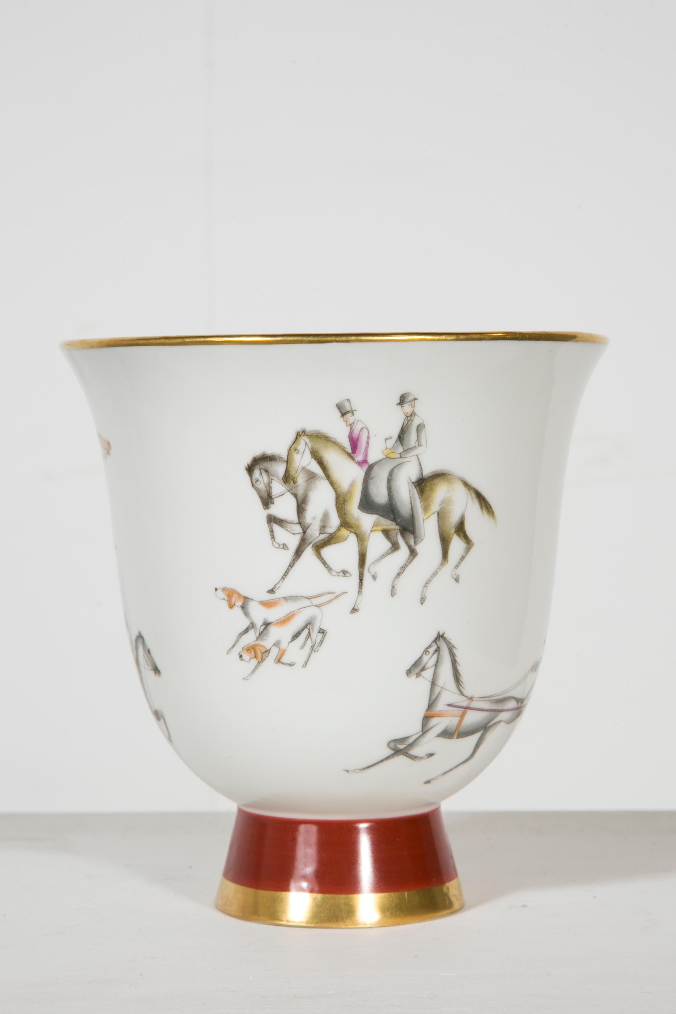 Porcelain Vases with Jockeys of Gio Ponti