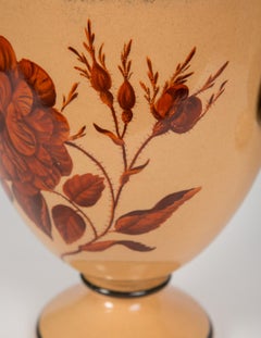 Vases with Large Red Flowers and Greek Key Decoration