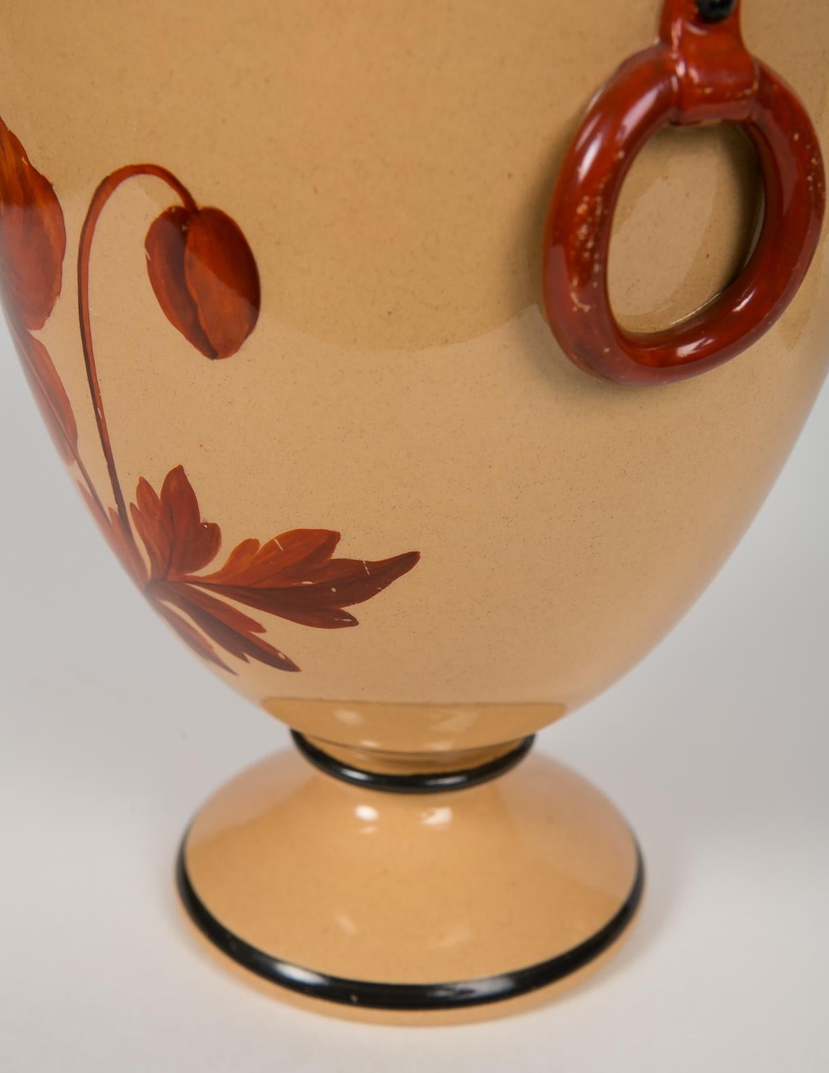 Vases with Large Red Flowers and Greek Key Decoration 1