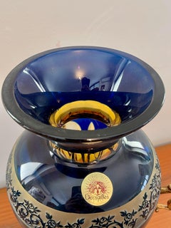 Vases amphores en cristal et bronze doré florence italie années 1990