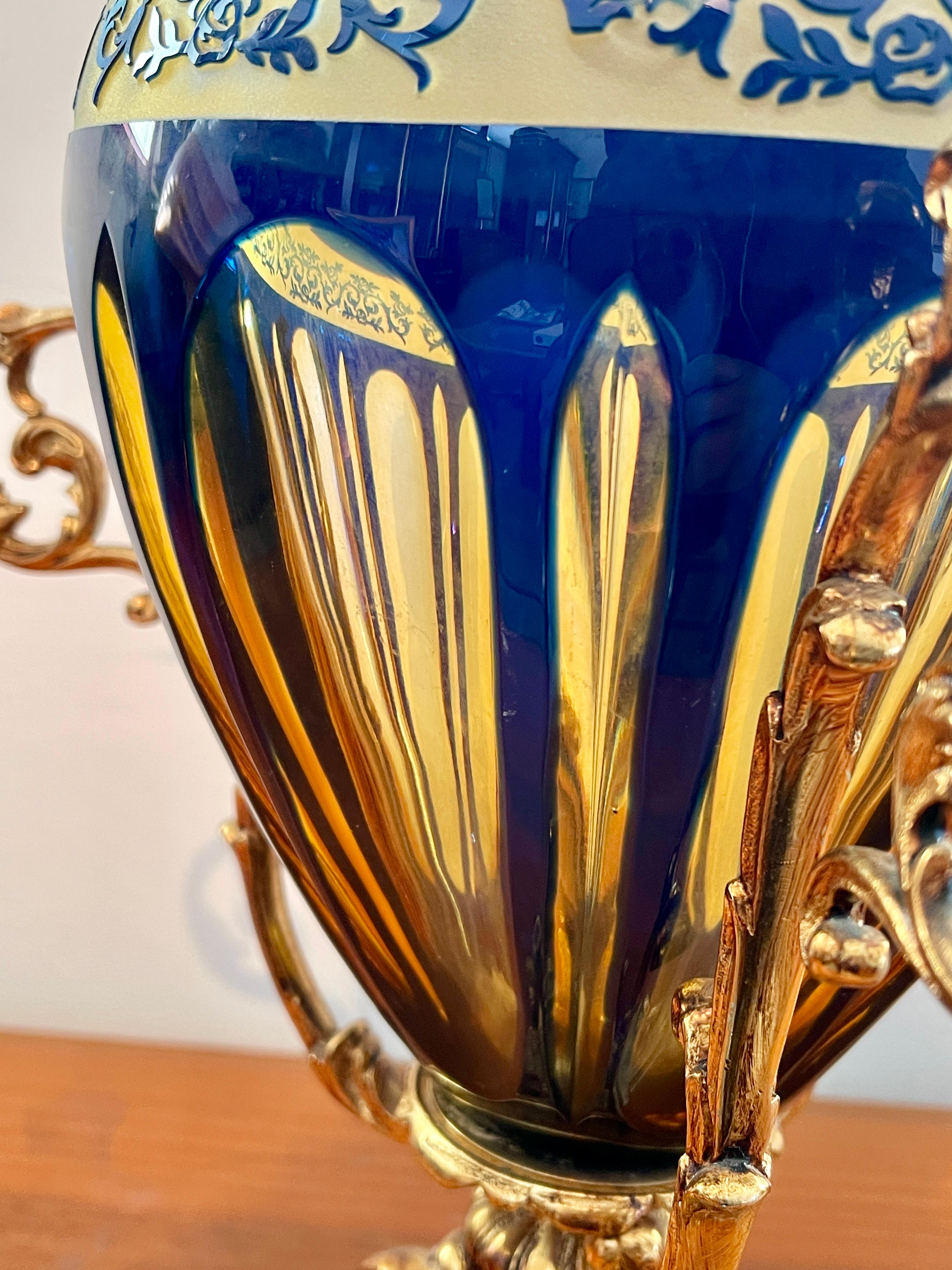 20th Century Vasi anfora in cristallo e bronzo dorato firenze italia anni '90 in vendita