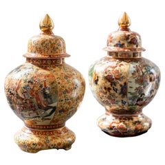 Hand-decorated Chinese Royal Satsuma ceramic vases, 1960s