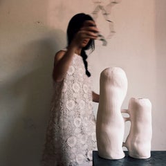 Vasi Comunicanti 2 elements PINK in ceramic XXI Century by Chiara Berta Artist