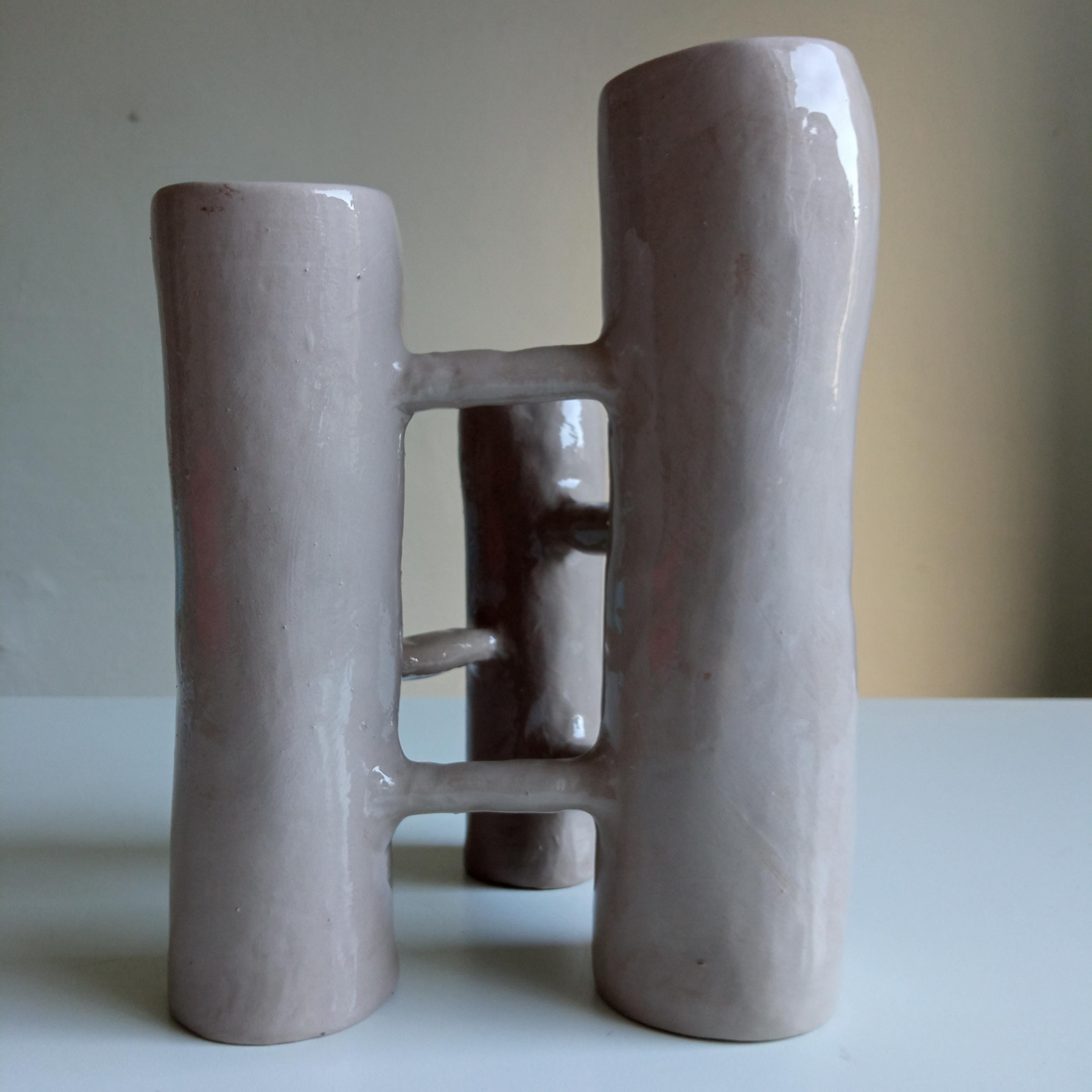 Contemporary Vasi Comunicanti 3 elements GREY in ceramic XXI Century by Chiara Berta For Sale