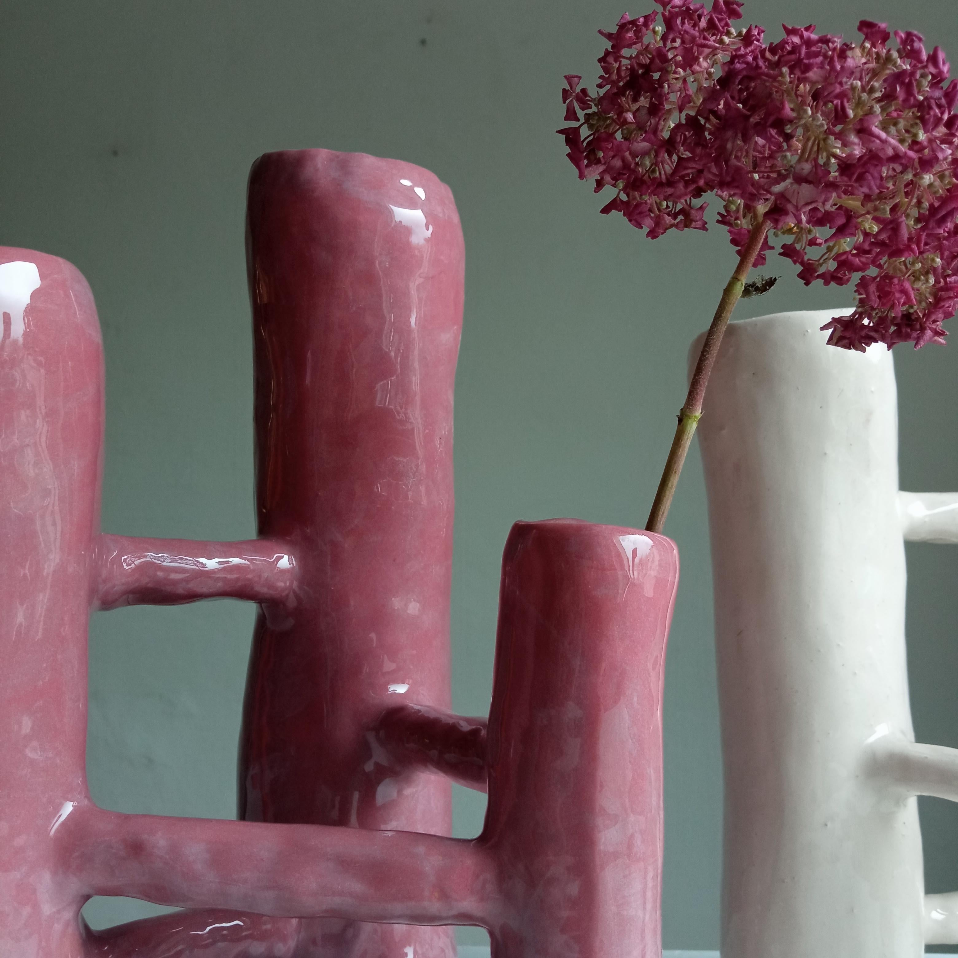 Ceramica Vasi Comunicanti 3 elements LIGHT PINK in ceramic XXI Century by Chiara Berta in vendita