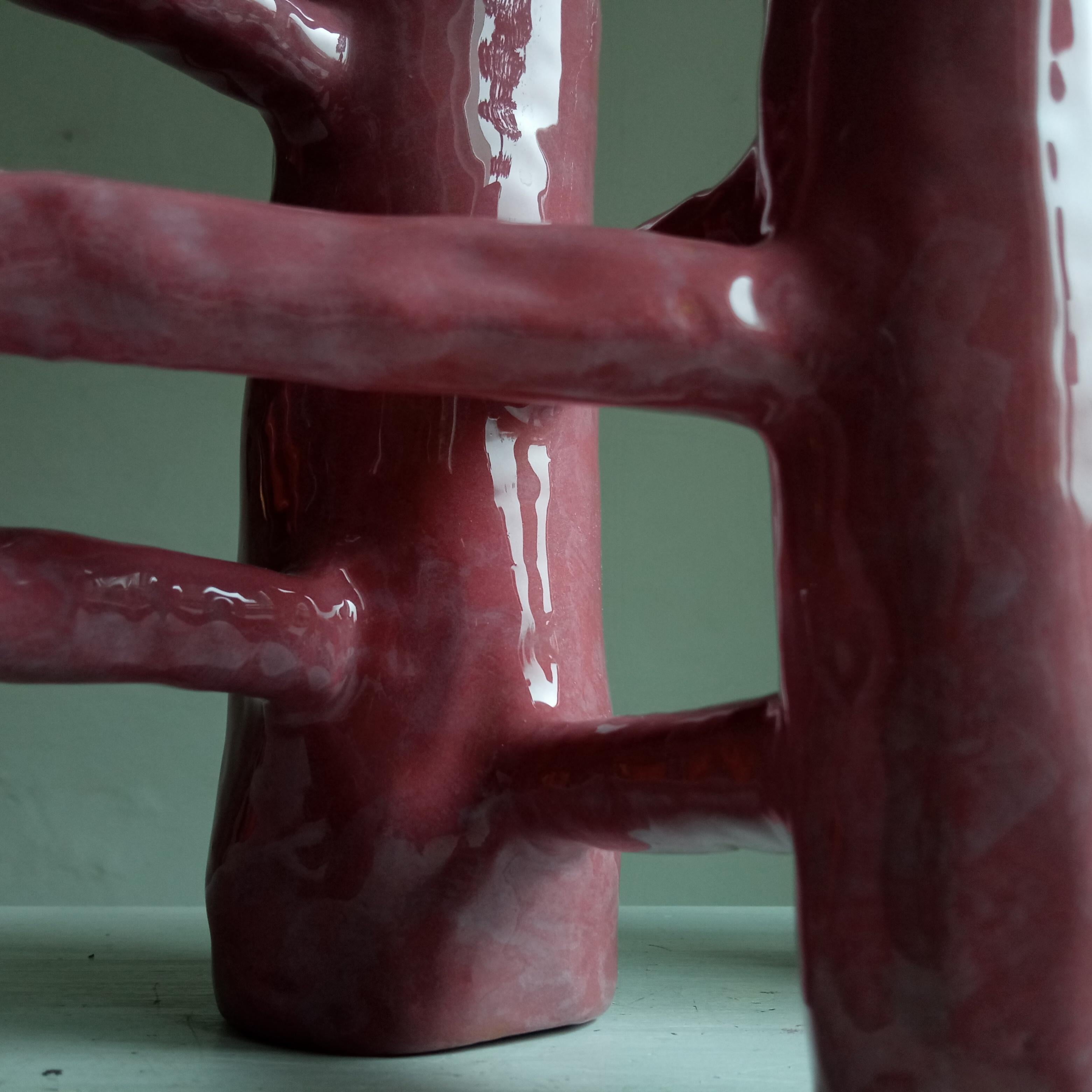 Italian Communicating Vases 3 elements PINK in ceramic XXI Century by Chiara Berta Artist For Sale