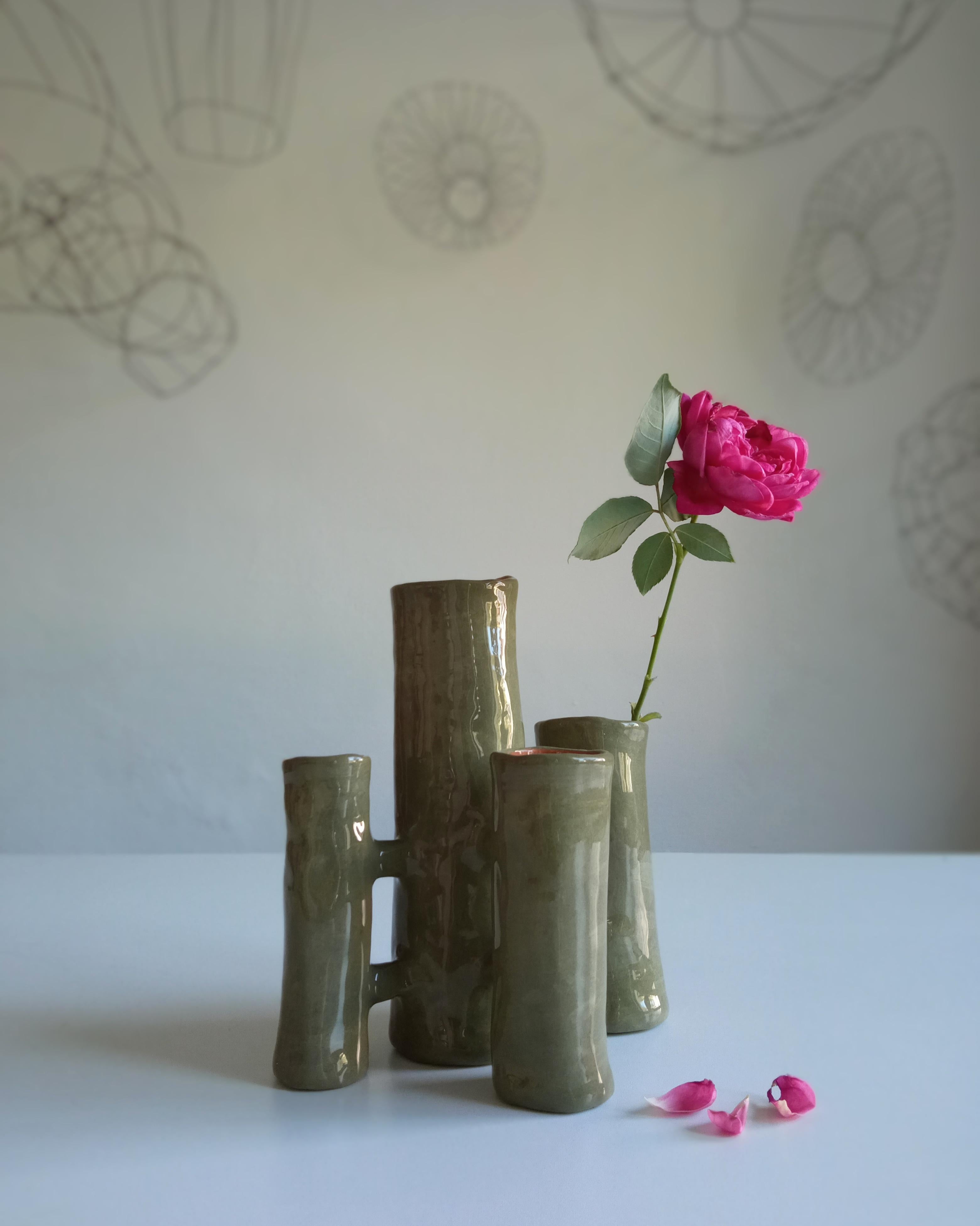 Communicating Vases 3 elements WHITE in ceramic XXI Century by Chiara Berta Artist For Sale 7