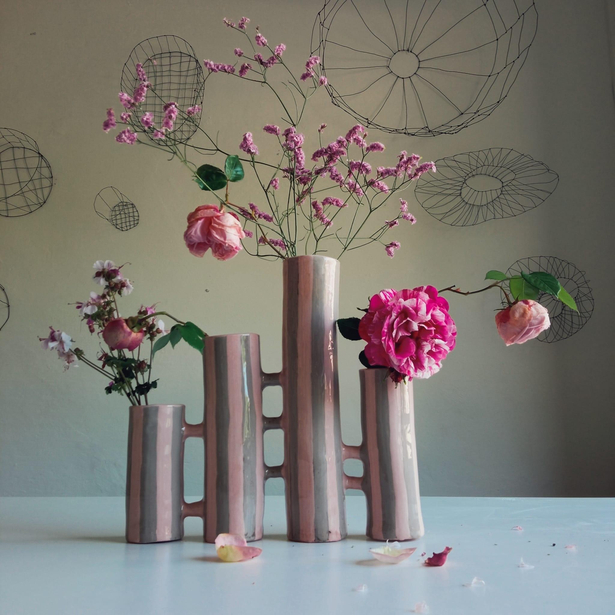 Communicating Vases 3 elements WHITE in ceramic XXI Century by Chiara Berta Artist For Sale 9