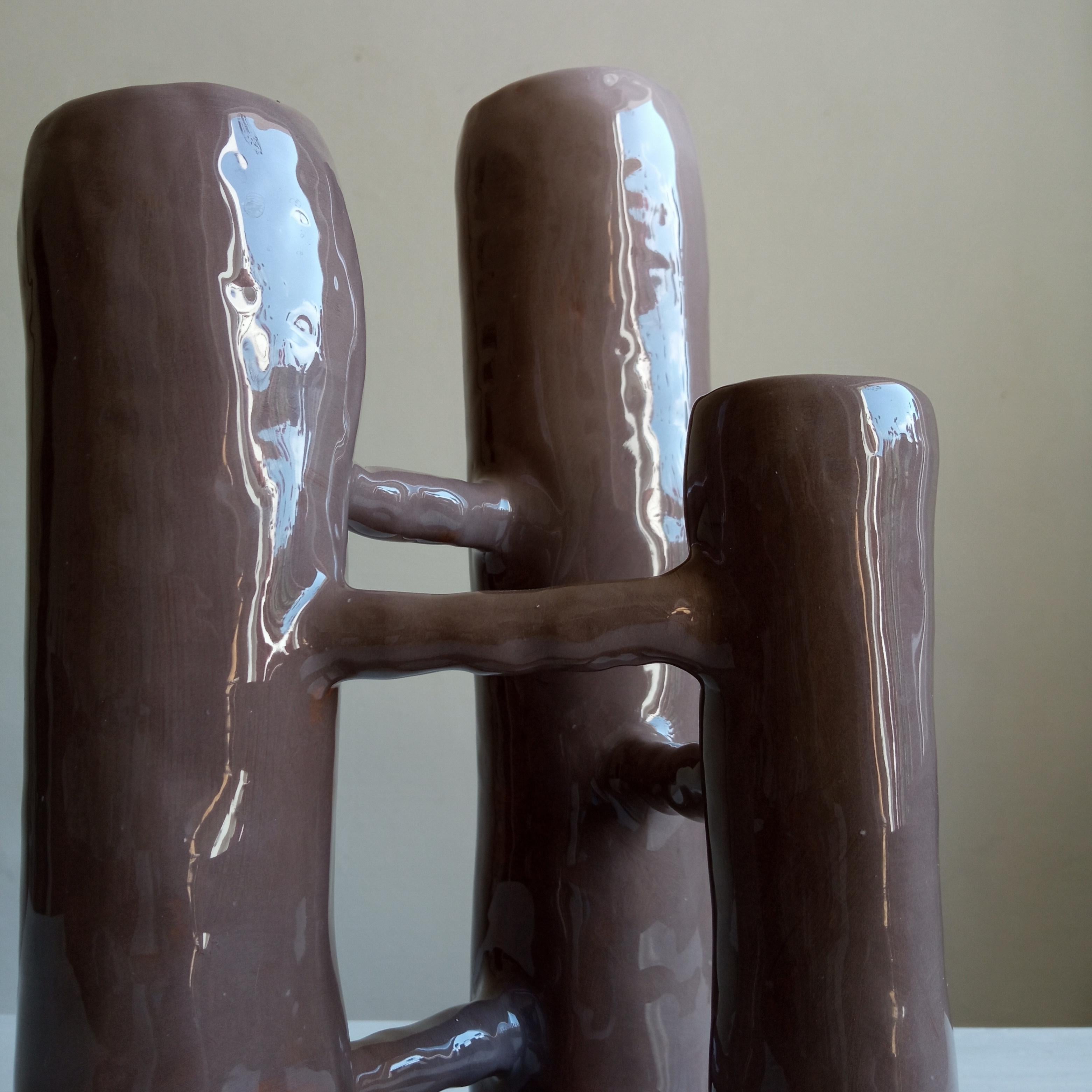 Communicating Vases 3 elements WHITE in ceramic XXI Century by Chiara Berta Artist For Sale 2